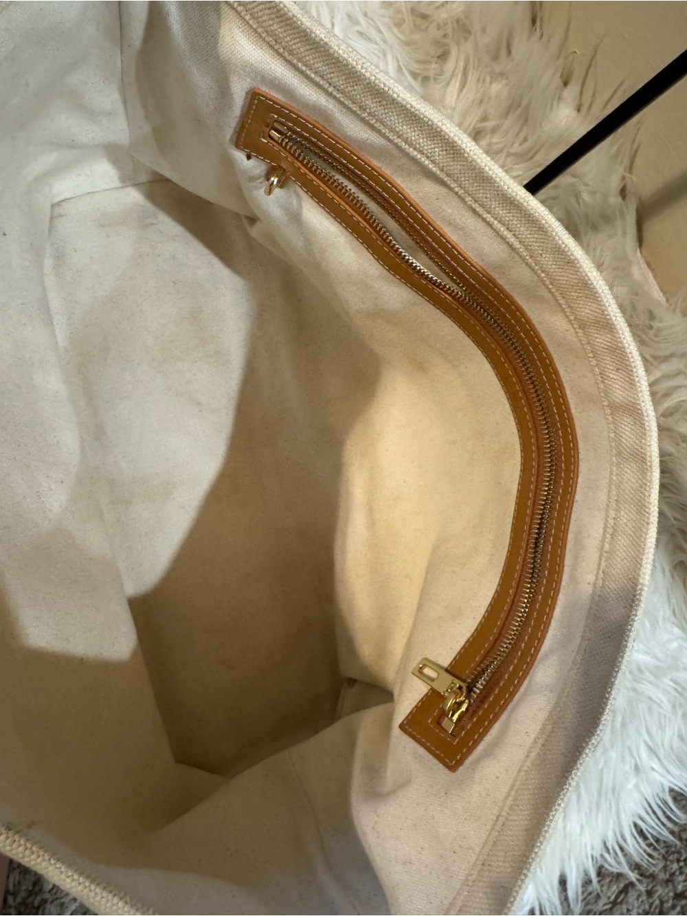 Celine Canvas Tote in Ivory with Tan Leather Handles - Picture 8 of 9